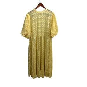 ASOS Design Yellow Chevron Pattern Dress Sheer Size 18